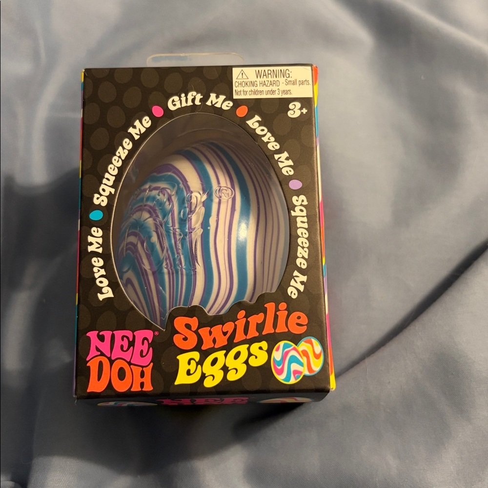 Nee Doh Swirl  Egg Squishy Toy in White & Blue